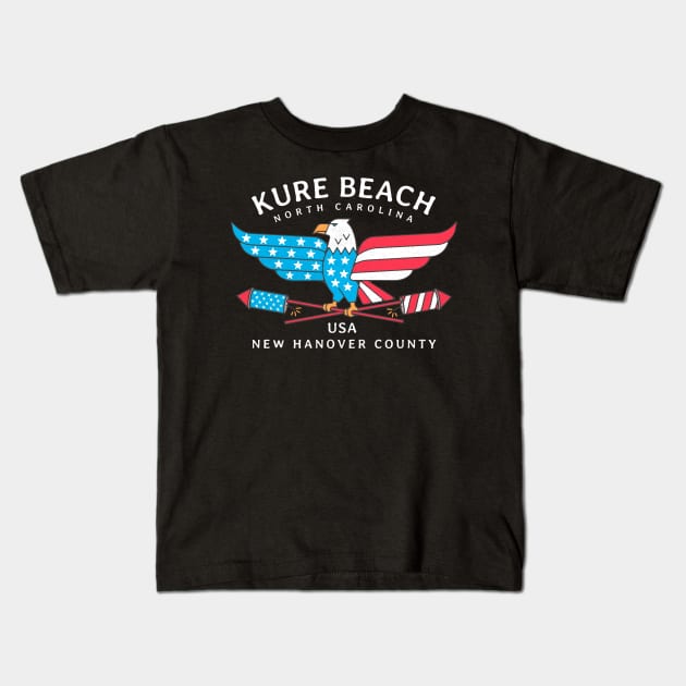 Kure Beach, NC Summer Patriotic Pride Fourth of July Kids T-Shirt by Contentarama